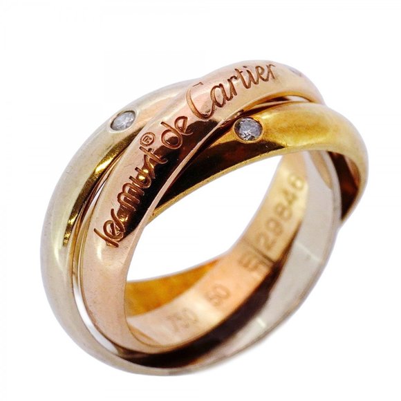 CARTIER 18k Gold Diamond Trinity Ring #50 - Picture 1 of 8